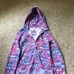 EUC Girls Ivivva zip up Scuba hoodie sweatshirt, size 12, pink